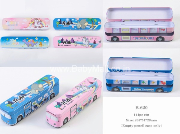 Hello Mini Bus Metal Pencil Box || Item No:PBM-B-620-MX